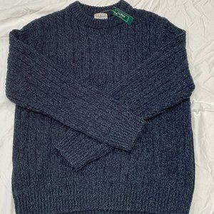 LL Bean Classic Ragg Wool Sweater Crewneck Men's L Navy Blue 100% Lambswool NWT